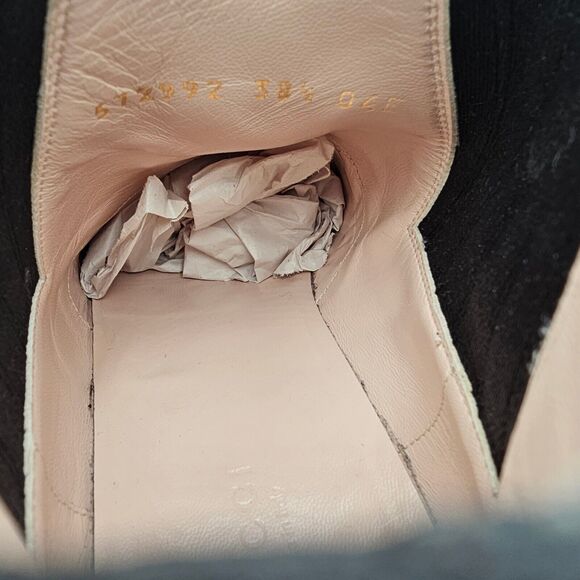 Gucci Worsh Black Leather Chelsea Ankle Boot Size 38.5 US 8.5 Gold Buckle Brogue - Picture 9 of 11